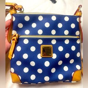 Dooney & Bourne blue & white polka dot crossbody bag